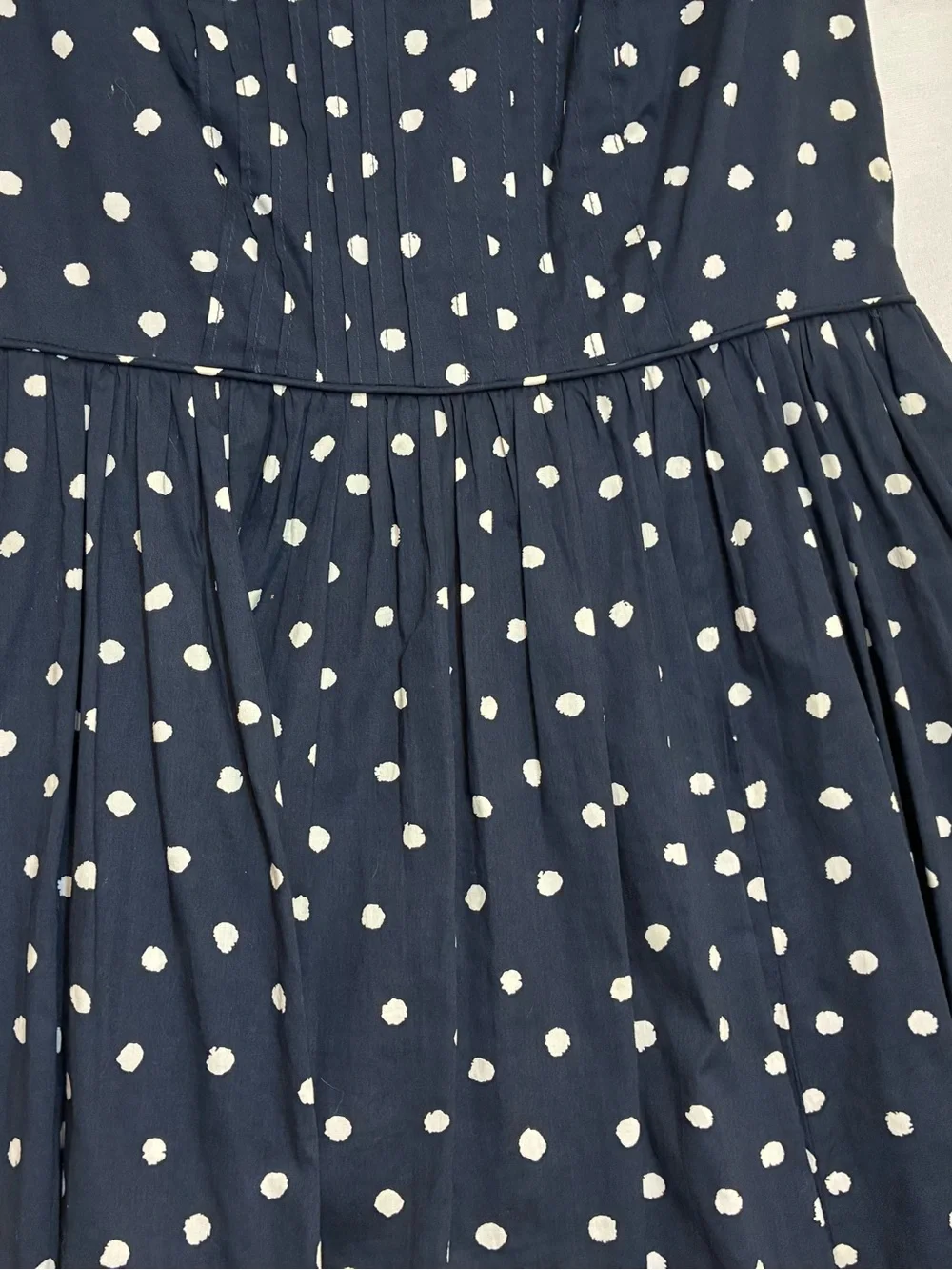 Moulinette Soeurs Polka Dot Fit and Flare Dress Lace Overlay Cotton Size 8 retro